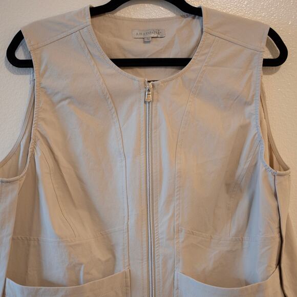 Anatomie Adley Techno Linen Vest Top Champagne Beige Travel Utility SZ L - Picture 6 of 7